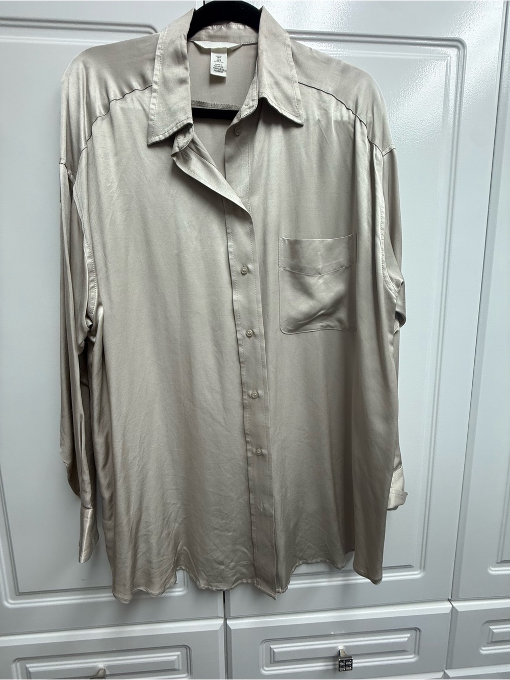 H&M Silky Beige Button-Up Shirt
